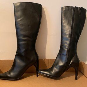 COUP D’ETAT Knee High Black Leather Boots Size 9 - NEVER WORN